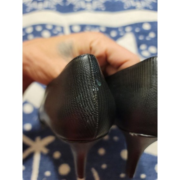 Lifestride Black Faux Leather Peep Toe Pump Heels Size 8.5 - Picture 8 of 10